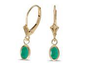 14K Yellow Gold Oval Emerald Bezel Lever back Earrings 7 8ct tgw
