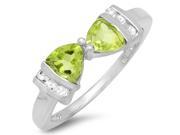 1ct tw Peridot and White Topaz Trillion Bow Tie Ring in Sterling Silver Available Sizes 5 7 sz7