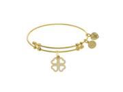 Angelica Collection Brass with Yellow Heart Clover Charm with White CZ On Yellow Bangle