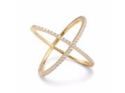 Amanda Rose 18 Karat Gold Plated Criss Cross Cubic Zirconia X Ring in Sterling Silver Available sizes 5 9
