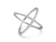 Amanda Rose Rhodium Plated Criss Cross Cubic Zirconia X Ring in Sterling Silver Available sizes 5 9