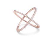 Amanda Rose 18 Karat Rose Gold Plated Criss Cross Cubic Zirconia X Ring in Sterling Silver Available sizes 5 9