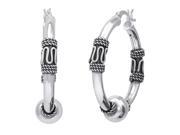 Sterling Silver Balinese Beaded Hoop Earrings