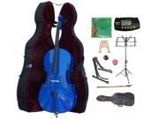 Crystalcello MC150DBL 3 4 Size Blue Cello with Case