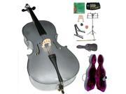 Crystalcello MC150SV 1 4 Size Silver Cello with Case