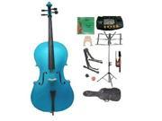 Crystalcello MC100BL 4 4 Size Blue Cello with Carrying Bag