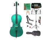 Crystalcello MC100MGR 4 4 Size Green Cello with Carrying Bag