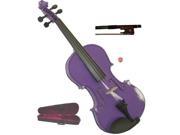 Crystalcello MV400PR 1 10 Size Hand Made Solid Wood Ebony Fitted Purple Violin with Case and Bow