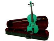 Crystalcello MV400GR 3 4 Size Hand Made Solid Wood Ebony Fitted Green Violin with Case and Bow
