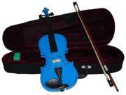 Crystalcello MV400BL 1 2 Size Hand Made Solid Wood Ebony Fitted Blue Violin with Case and Bow