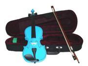 Crystalcello MV400BL 1 10 Size Hand Made Solid Wood Ebony Fitted Blue Violin with Case and Bow