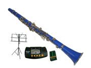 Merano B Flat BLUE Clarinet with Carrying Case Metro Tuner Music Stand 11 Reeds