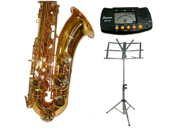 Merano E Flat Gold Alto Saxophone with Case Metro Tuner Music Stand 11 Reeds