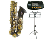 Merano E Flat Black Alto Saxophone with Case Metro Tuner Music Stand 11 Reeds