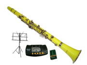 Merano B Flat YELLOW Clarinet with Carrying Case Metro Tuner Music Stand 11 Reeds