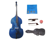 Merano 4 4 Size Blue Student Double Bass with Carrying Soft Bag Bow 2 Sets Strings Rosin