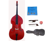 Merano 4 4 Size Red Student Double Bass with Carrying Soft Bag Bow 2 Sets Strings Rosin