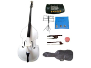 Merano 3 4 Size White Student Double Bass with Carrying Soft Bag Bow 2 Sets Strings Music Stand Metro Tuner Rosin