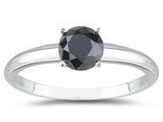 1 4 Carat Round Black Diamond Solitaire Ring in 14k White Gold
