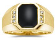10K Yellow Gold Onyx and Diamond Men s Ring