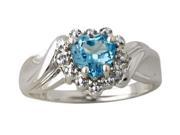Blue Topaz and Diamond Heart Ring in 10K White Gold