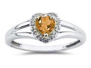 Heart Shaped Citrine and Diamond Ring