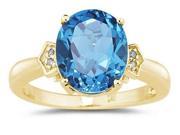 Blue Topaz Diamond Ring in 10k Yellow Gold