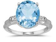 3.97 Carat Blue Topaz and Diamond Ring in 14K White Gold