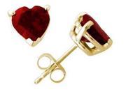 All Natural Genuine 7 mm Heart Shape Garnet earrings set in 14k Yellow gold