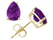 All Natural Genuine 7x5 mm Pear Shape Amethyst earrings set in 14k Yellow gold