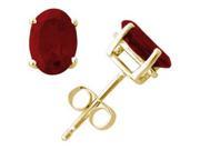 All Natural Genuine 8x6 mm Oval Ruby earrings set in 14k Yellow gold