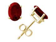 All Natural Genuine 8x6 mm Oval Garnet earrings set in 14k Yellow gold