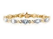 14k Yellow Gold Diamond and Aquamarine  Bracelet