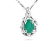 Emerald and Diamond Pendant in 10K White Gold