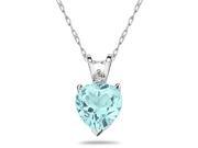5mm Heart Aquamarine and Diamond Stud Pendant in 14K White Gold 5mm Heart Aquamarine and Diamond Stud Pendant in 14K White Gold