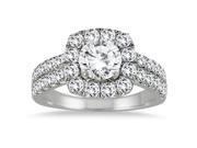 2 1 10 Carat TW White Diamond Halo Engagement Ring in 14K White Gold J K Color I2 I3 Clarity