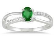 Emerald and Diamond Ring Set in 10K White Gold