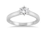 1 Carat Diamond Cathedral Ring in 14K White Gold