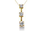 1.00 Carat Three Stone Diamond Pendant in 14K Yellow Gold