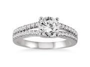 AGS Certified 1 1/3 Carat TW Diamond Split Shank Engagement Ring in 14K White Gold (H-I Color, I1-I2 Clarity) AGS Certified 1 1/3 Carat TW Diamond Split Shank Engagement Ring in 14K White Gold (H-I Color, I1-I2 Clarity)