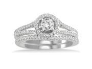 3 4 Carat Halo Diamond Bridal Set in 10K White Gold