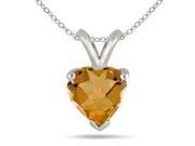 All Natural Genuine 6 mm Heart Shape Citrine pendant set in 14k White Gold