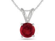 All Natural Genuine 5 mm Round Ruby pendant set in 14k White Gold