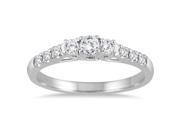 1 3 Carat Diamond Three Stone Engagement Ring in 10K White Gold