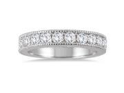 3 4 Carat TW Diamond Engraved Antique Styled Channel Ring in 10K White Gold