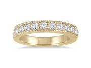 1 2 Carat TW Antique Styled Engraved Diamond Band in 10K Yellow Gold