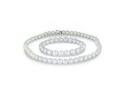 8 9 MM White Freshwater Cultured Pearl Necklace and Bracelet Set with .925 Sterling Silver Clasps