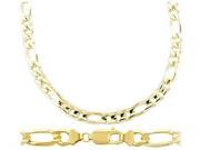 Solid 14k Yellow Gold Chain Figaro Necklace Heavy Link Mens 8.5mm 18 inch