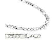 Solid 14k White Gold Figaro Necklace Link Chain 5mm 22 inch