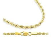 Necklace 14k Yellow Gold Hollow Rope Chain 3mm 20 inch
